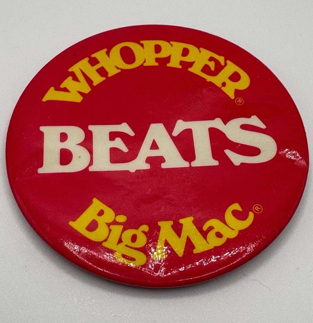 1982 Burger King Whopper Beats Big Mac Pin